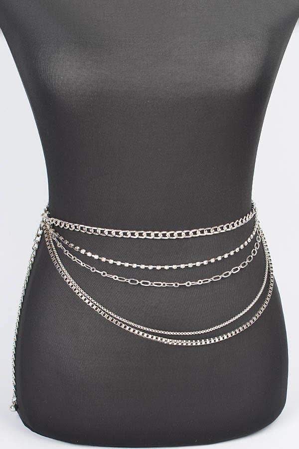 Multi Layered Metal Plus Size Chain Belt