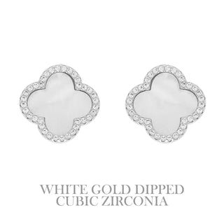 Gold Dipped Enamel Quatrefoil Earrings