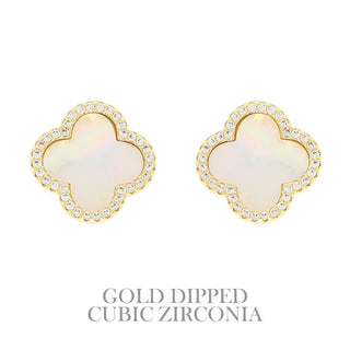 Gold Dipped Enamel Quatrefoil Earrings