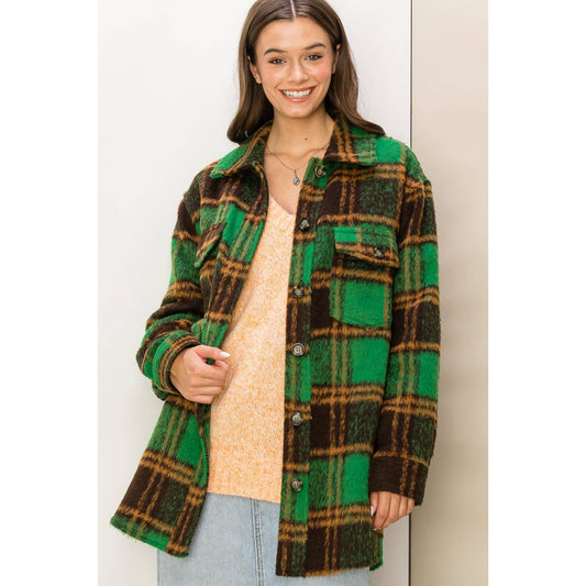 Fuzzy Mohair Plaid Shacket