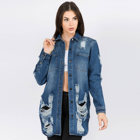 LONG LENGTH DENIM SHIRTS JACKET