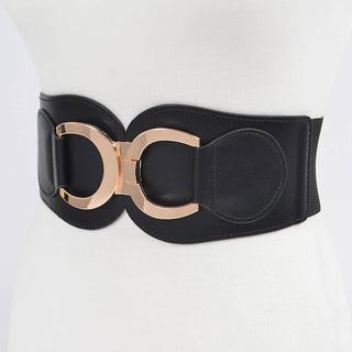 Faux Leather Wide Elastic Plus Size Belt