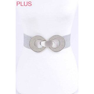 Plus Size Crystal Buckle Metallic Elastic Belt