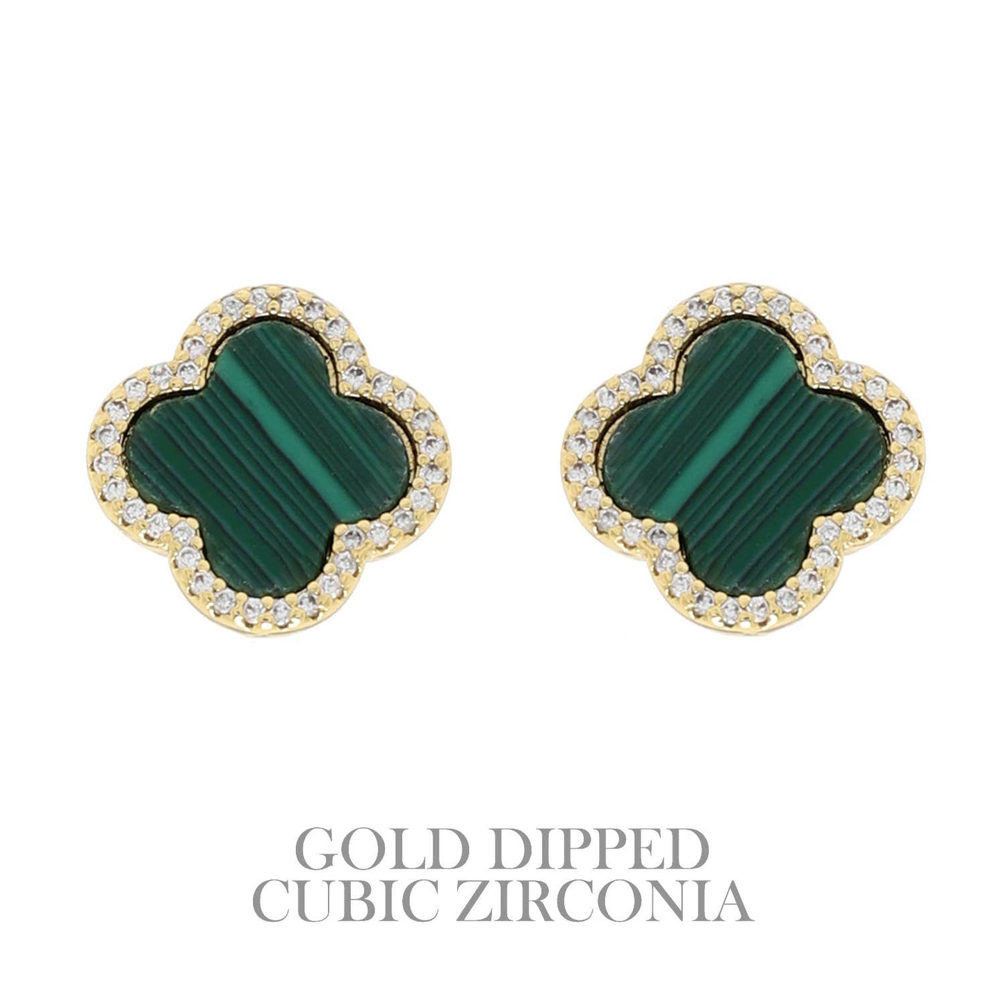 Gold Dipped Enamel Quatrefoil Earrings