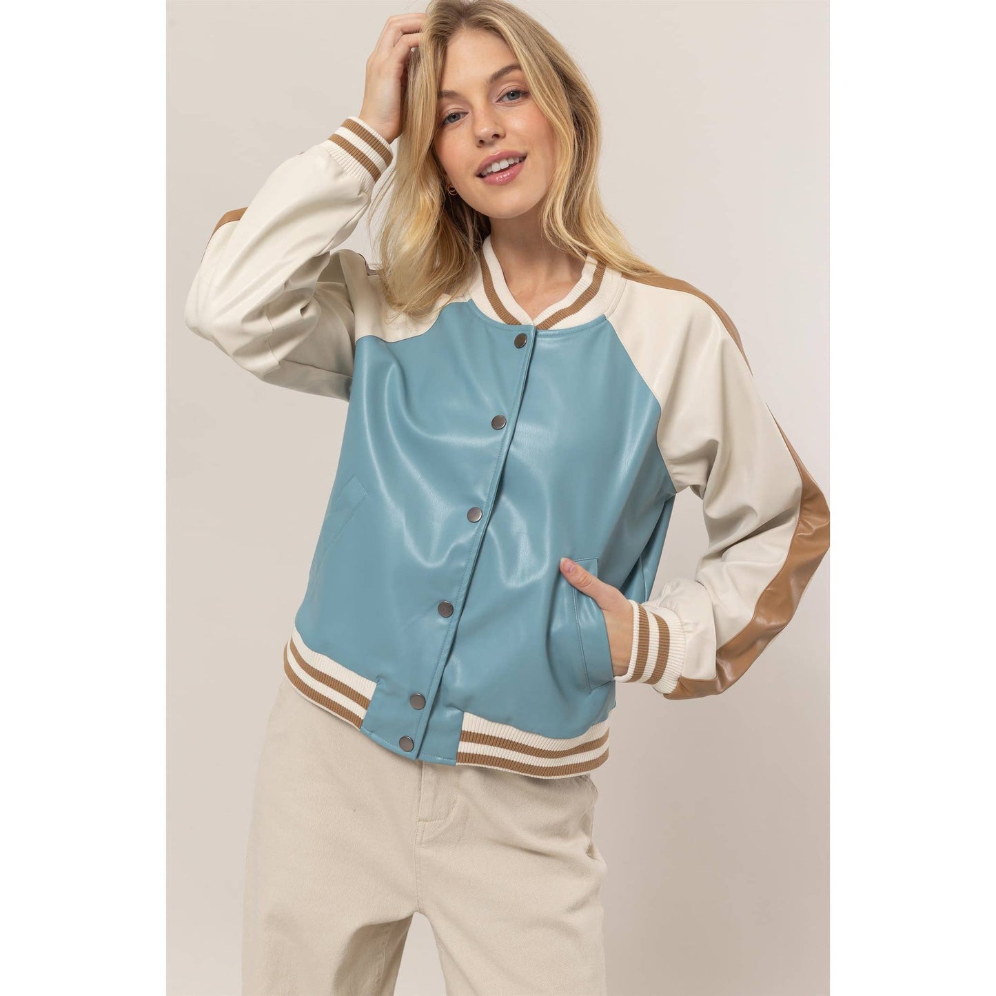 Color Block Baseball Jacket