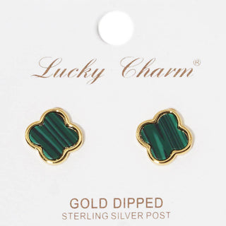 Gold-Dipped Clover Post Earring