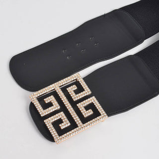 Rhinestone Buckle Stretch Belt