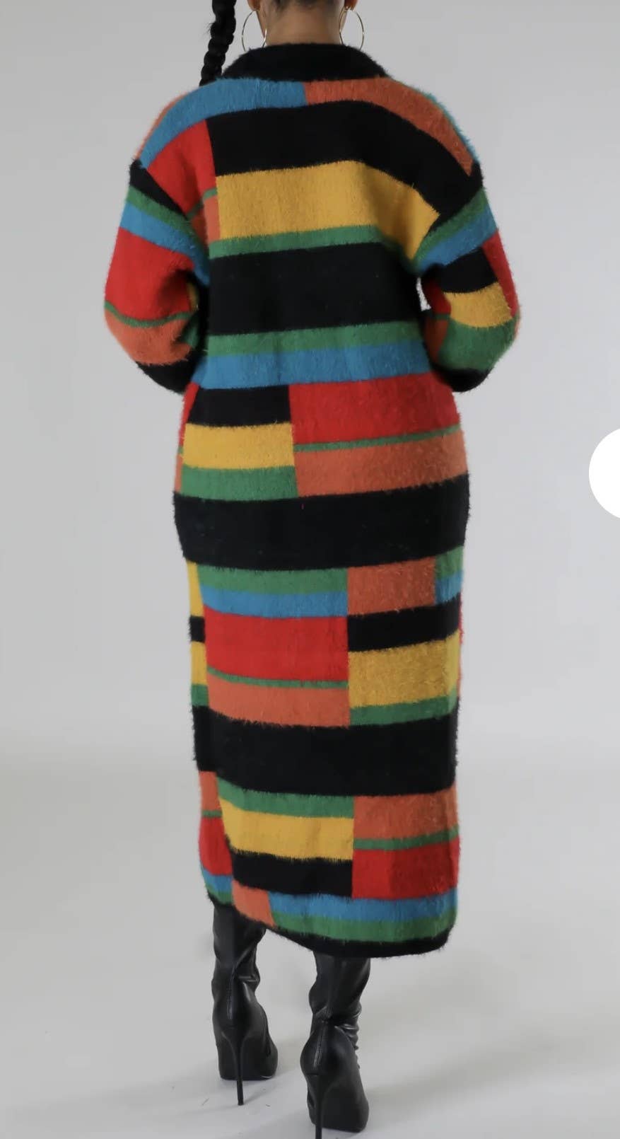 WOMEN'S OVERSIZED MULTICOLOR PATTERN LONG CARDIGAN