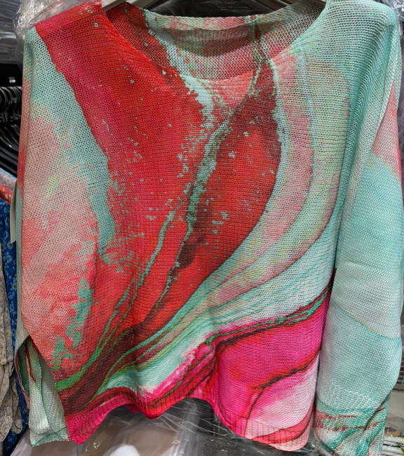 C1006 Tie-dye Printed Spring Long Sleeves Sweater