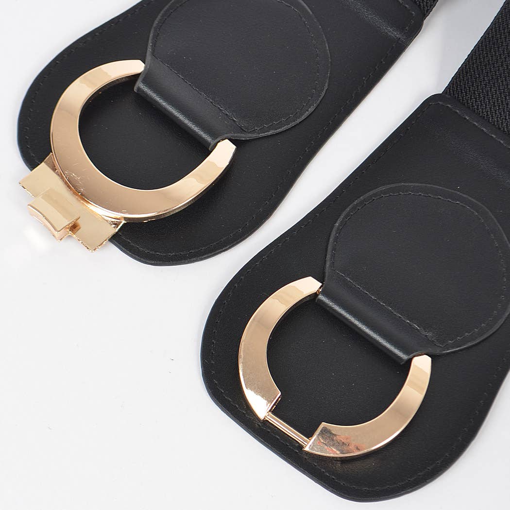 Faux Leather Wide Elastic Plus Size Belt