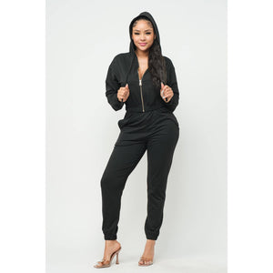 French Terry Drawstring Hoodie and Jogger Set: GREY / S