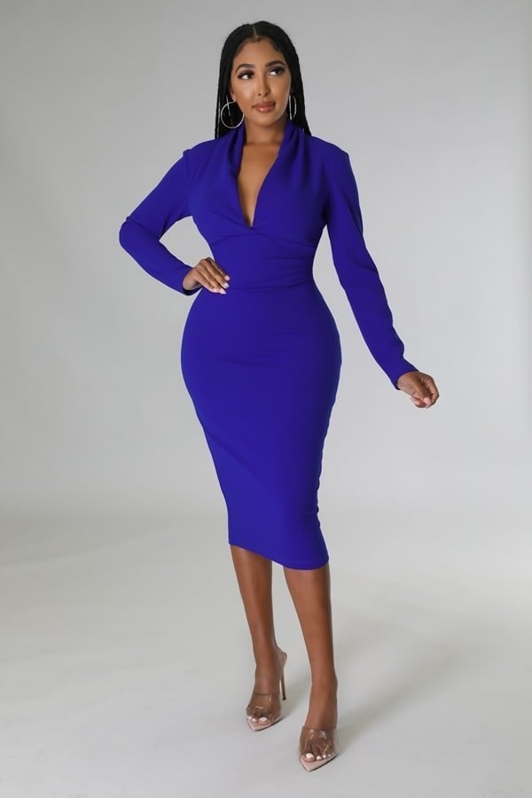 V-neck Stretch Dress