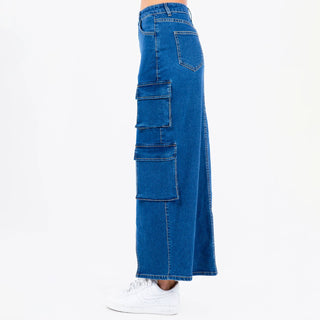 CARGO POCKET DENIM MAXI SKIRT