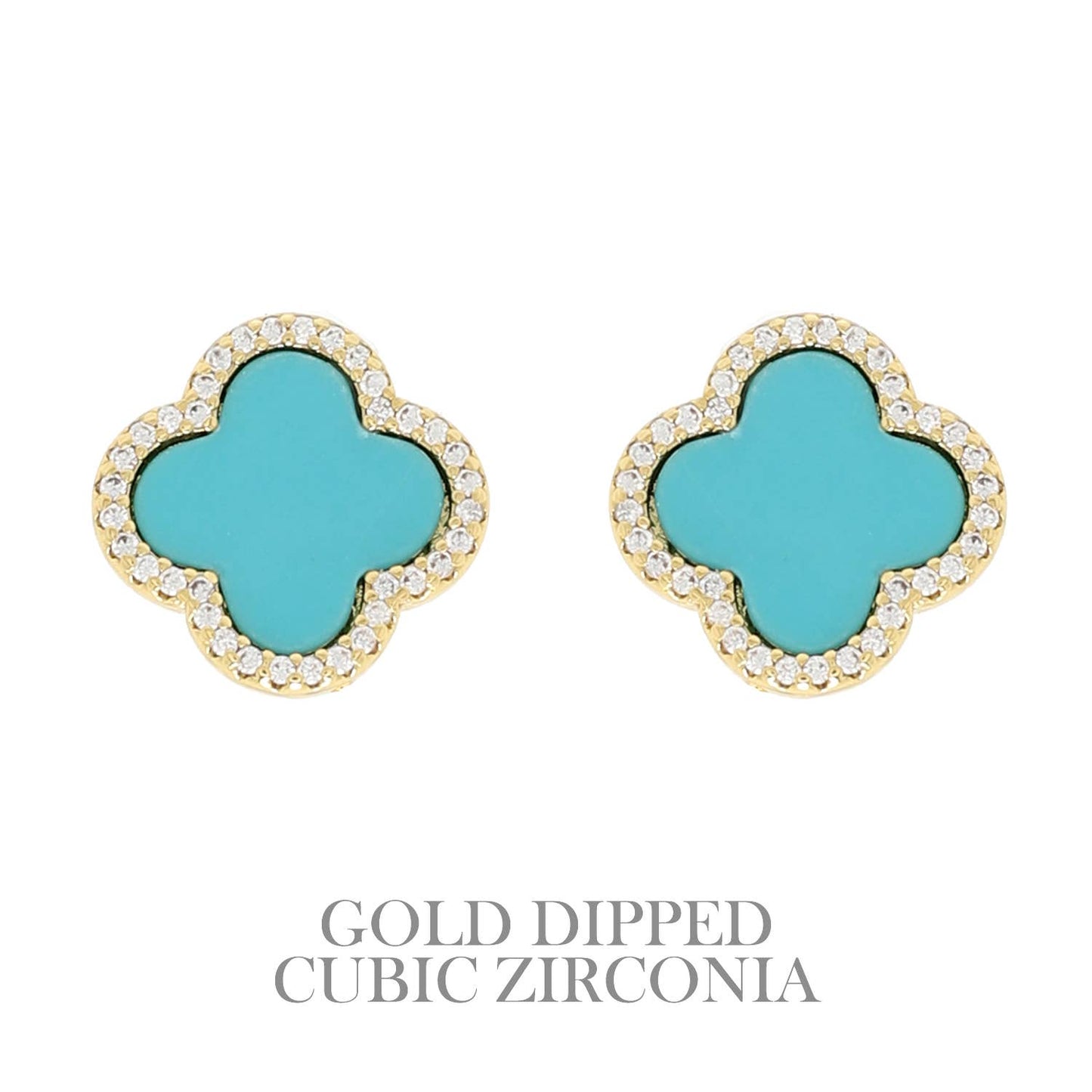 Gold Dipped Enamel Quatrefoil Earrings