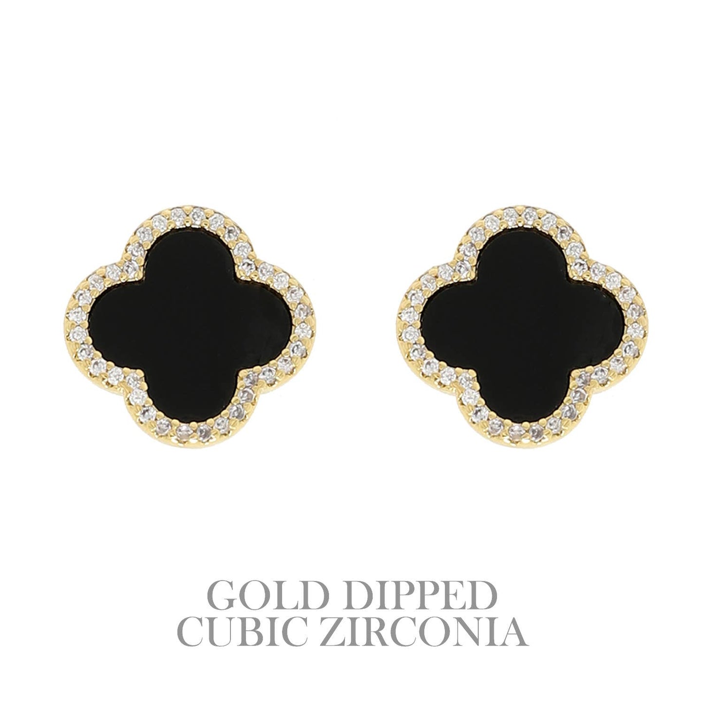 Gold Dipped Enamel Quatrefoil Earrings