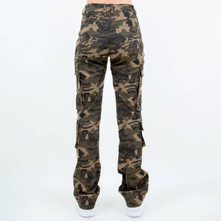 PLUS SIZE MULTI POCKETS STACKED CARGO PANTS