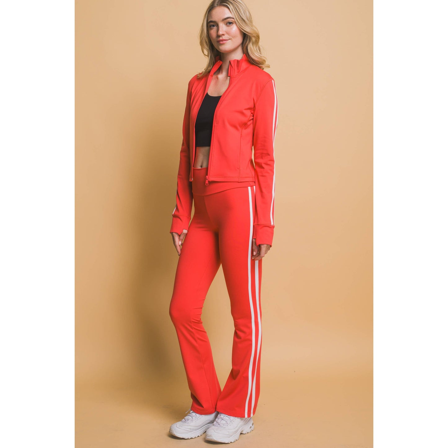 Side Stripe Mock Jacket with Side Pockets