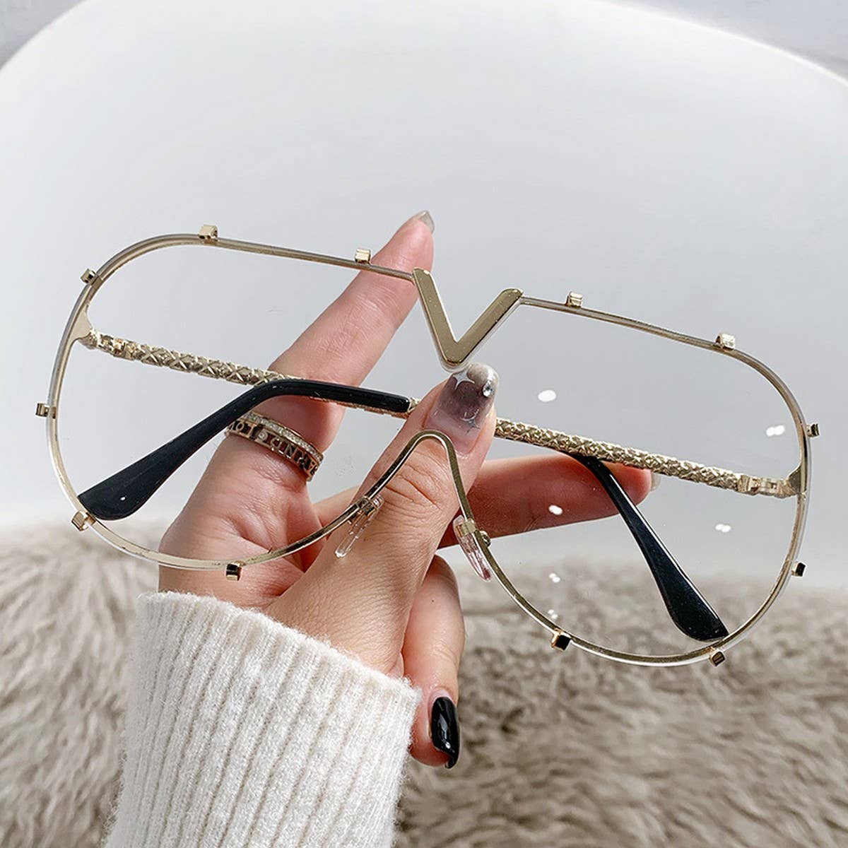 METAL FRAME ONE-PIECE LENSES SUNGLASSES_CWASG0370