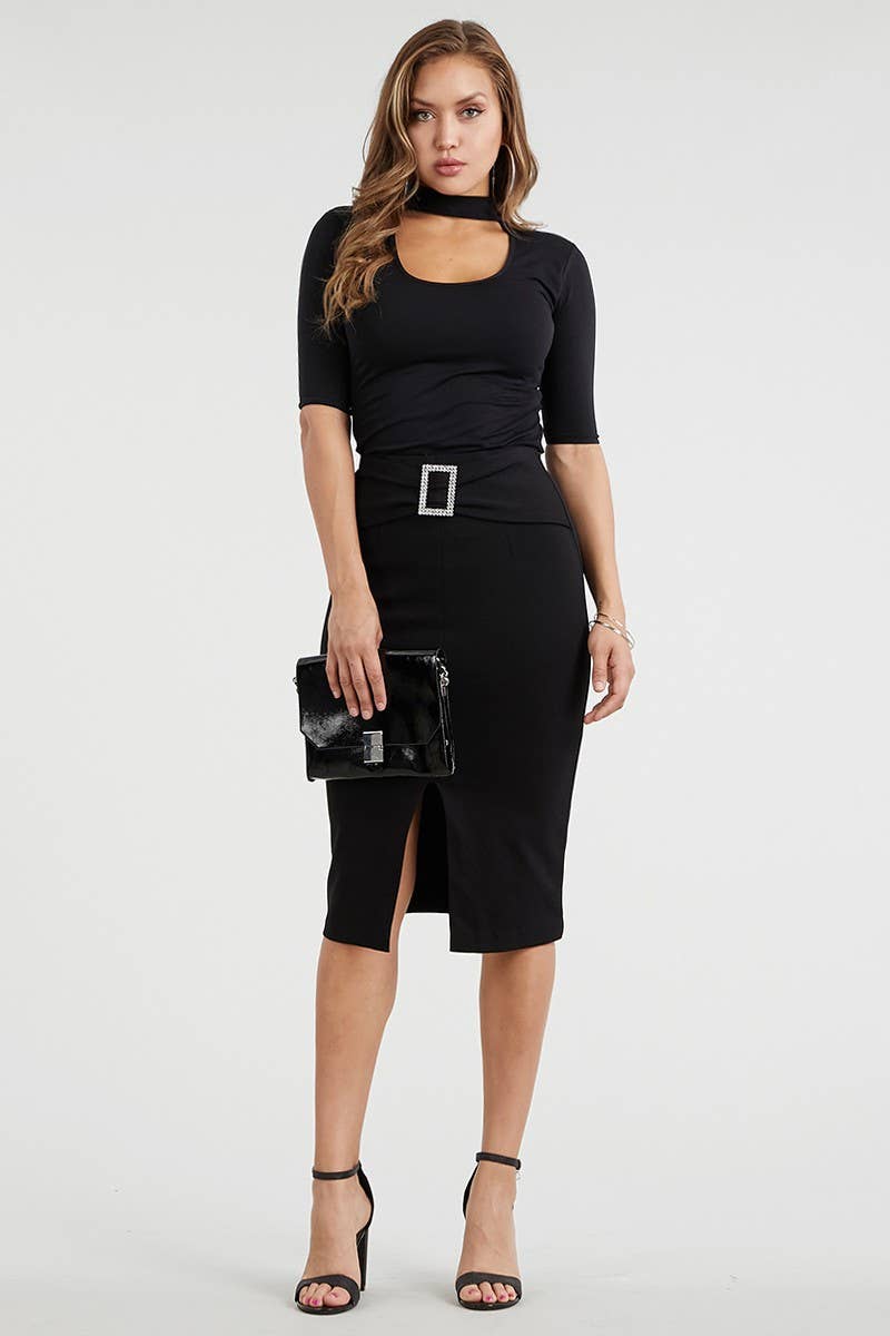 SA115 BUCKLE DETAIL SKIRT