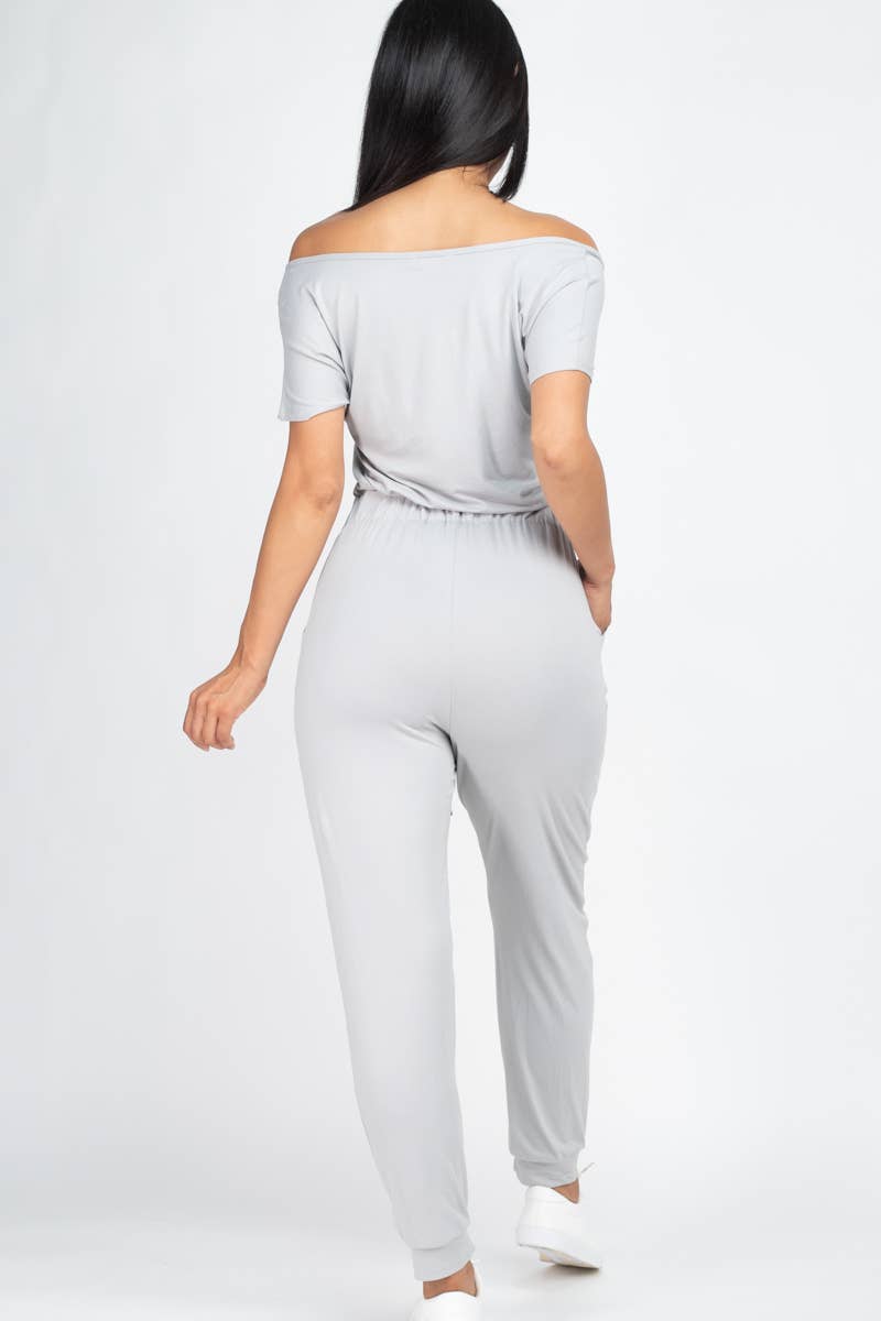 Two-way Shoulder Drawstring Jumpsuit