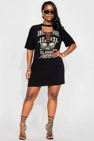 CAR RACING MINI T-SHIRT DRESS