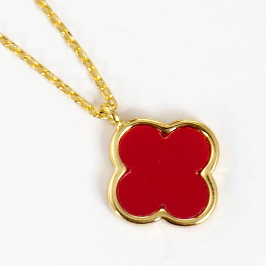 Gold-Dipped Colored Clover Charm Necklace