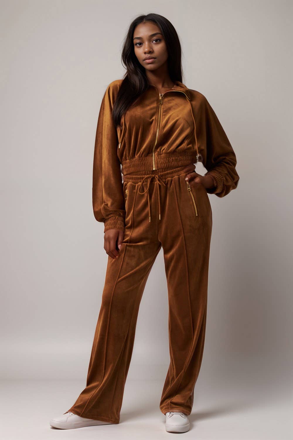 VELOUR ZIP UP JACKET & PANTS SET