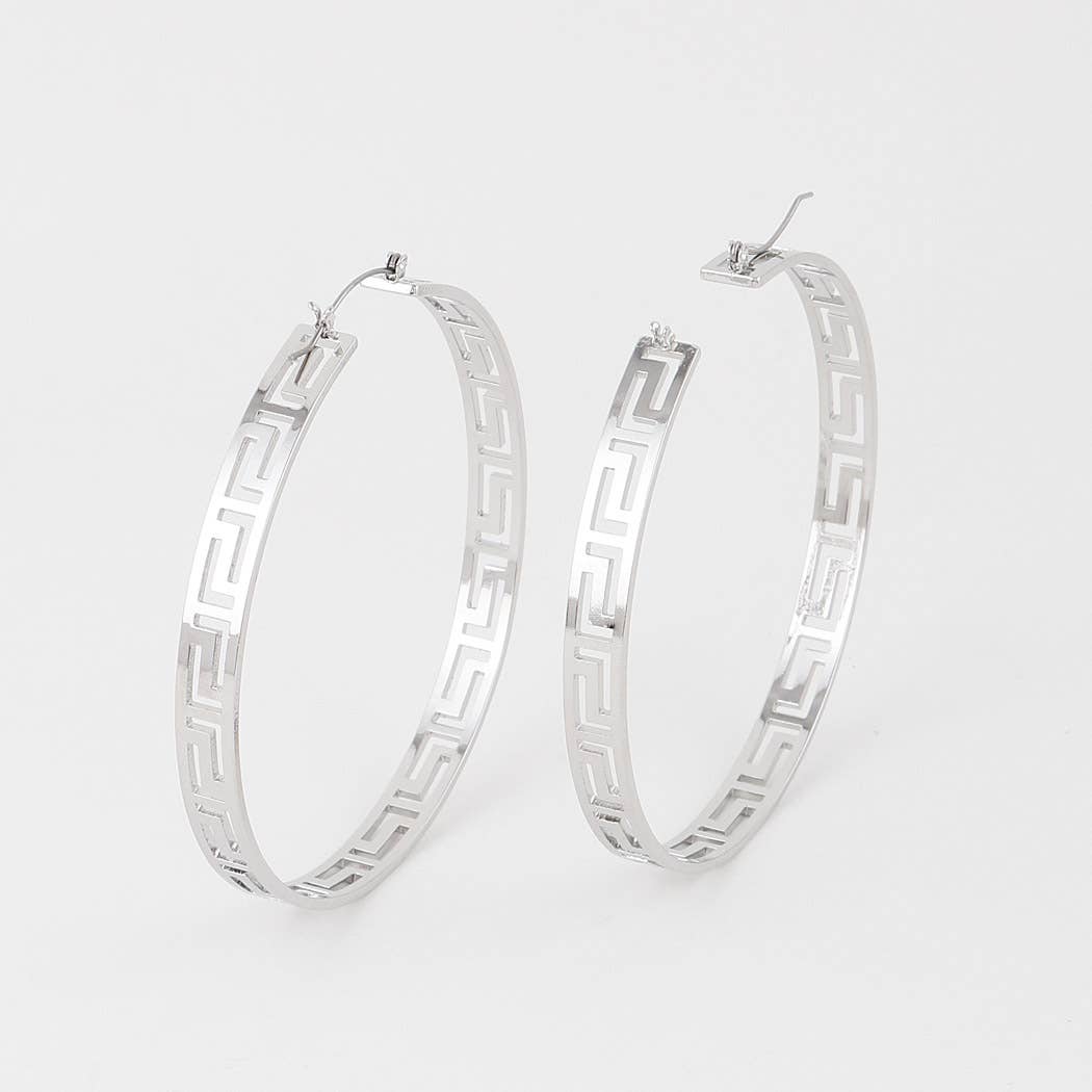 Delicate Greek Key Hoop Earrings