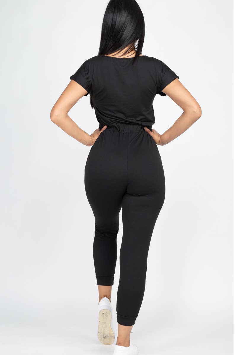 Two-way Shoulder Drawstring Jumpsuit