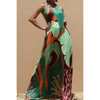 Printed Halter Knit Maxi Dress - Ideal for Holidays