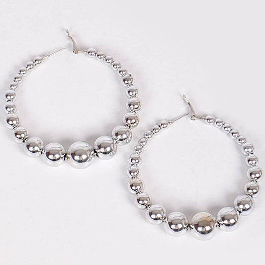 Luxury Bead Of Various Size Hoop Earrings