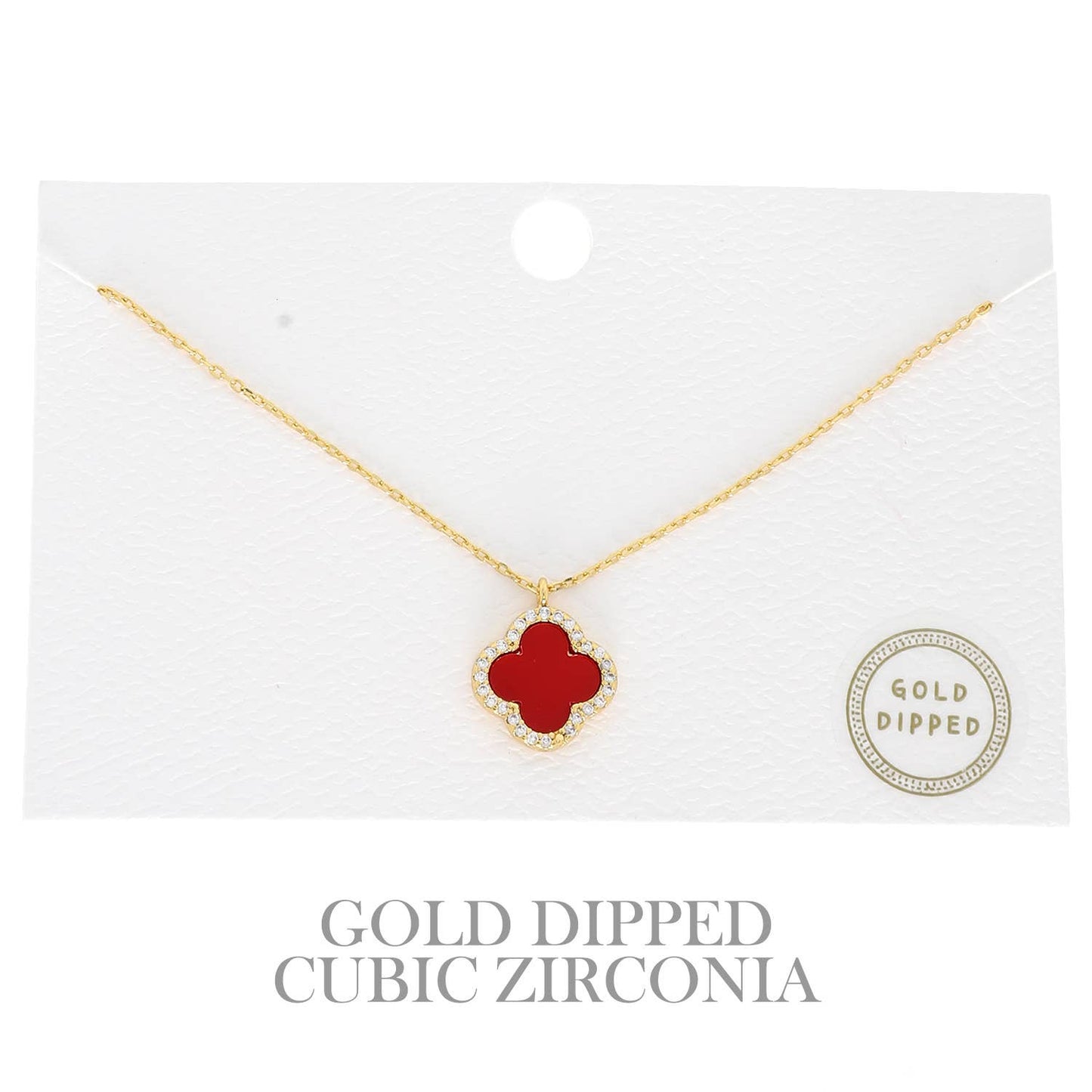 Gold Dipped Enamel Quatrefoil Necklace