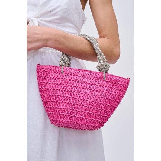 Gaia Straw Mini Tote with Crystal Handles