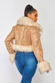 Charlie Notched Collar Faux Fur Mustang Jacket (HDJ30908): Taupe / M