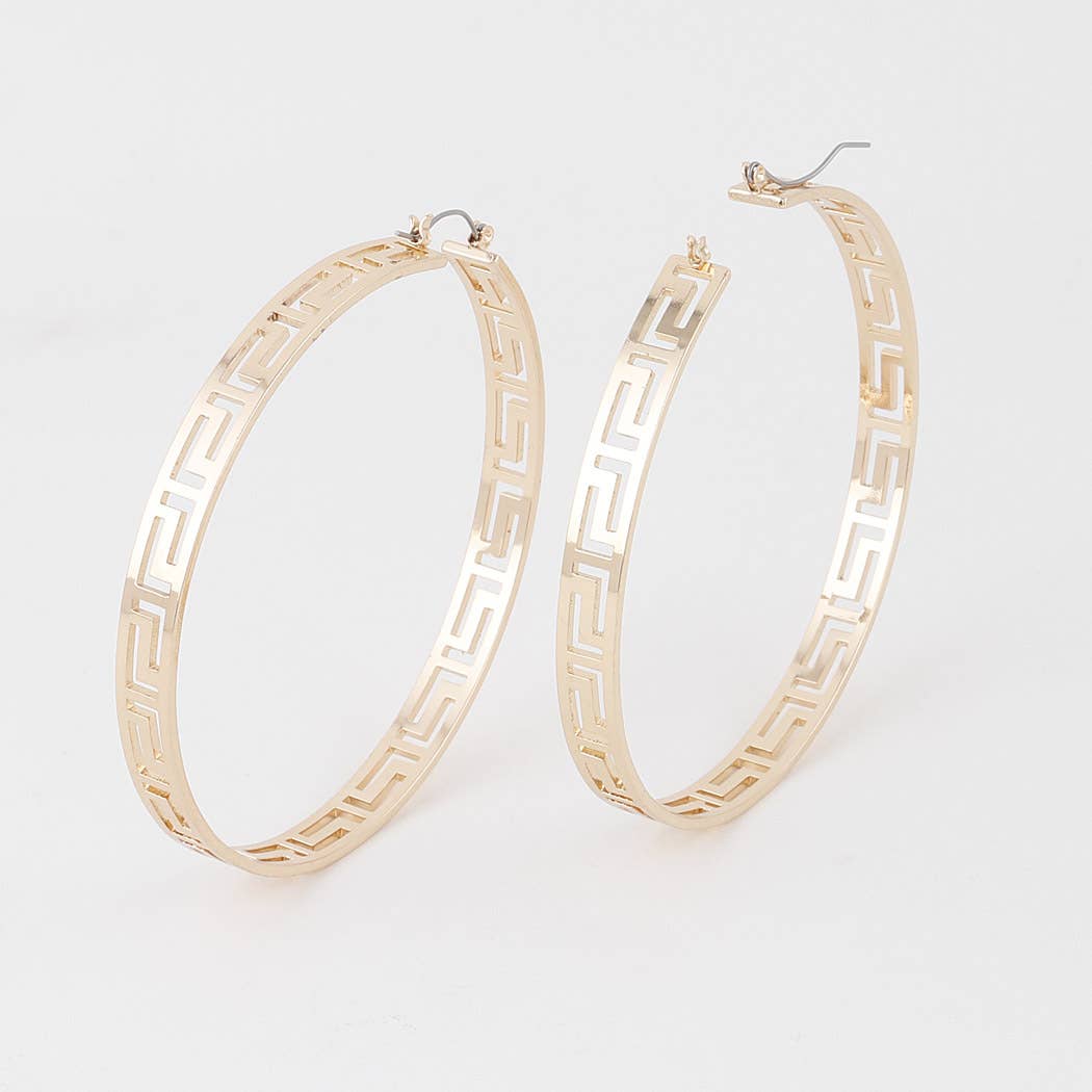 Delicate Greek Key Hoop Earrings