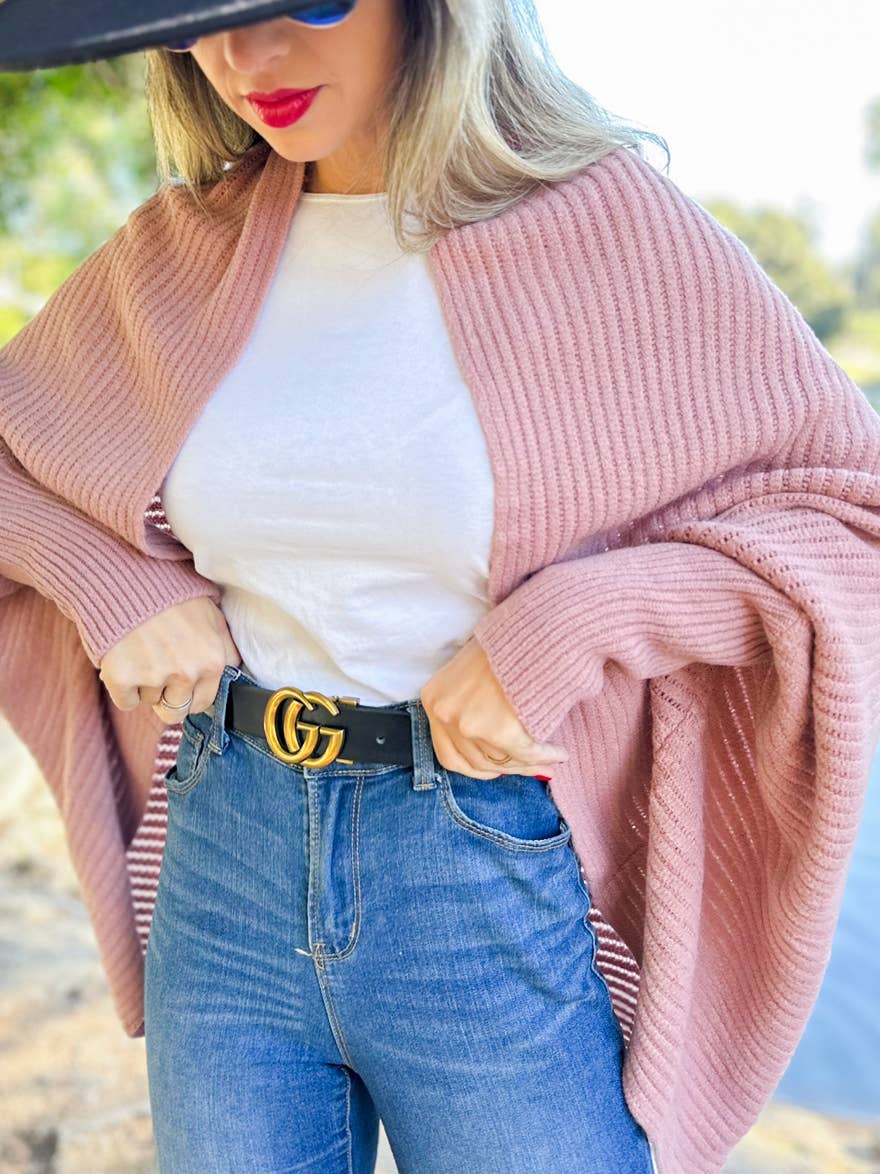 Dusty Pink Soft Rib Knitted Shrug Cardigan