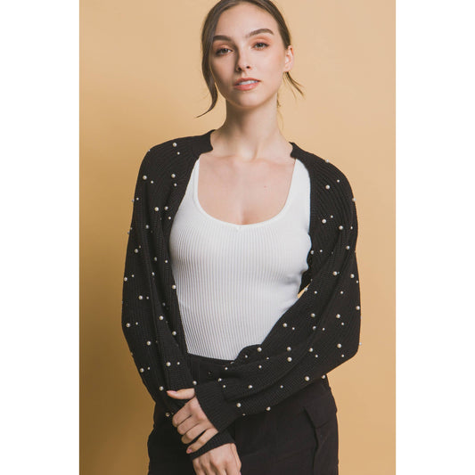 Pearl Beaded Long Sleeve Shrug Bolero