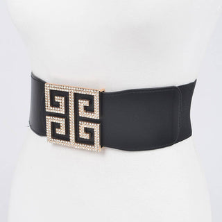 Rhinestone Buckle Stretch Belt