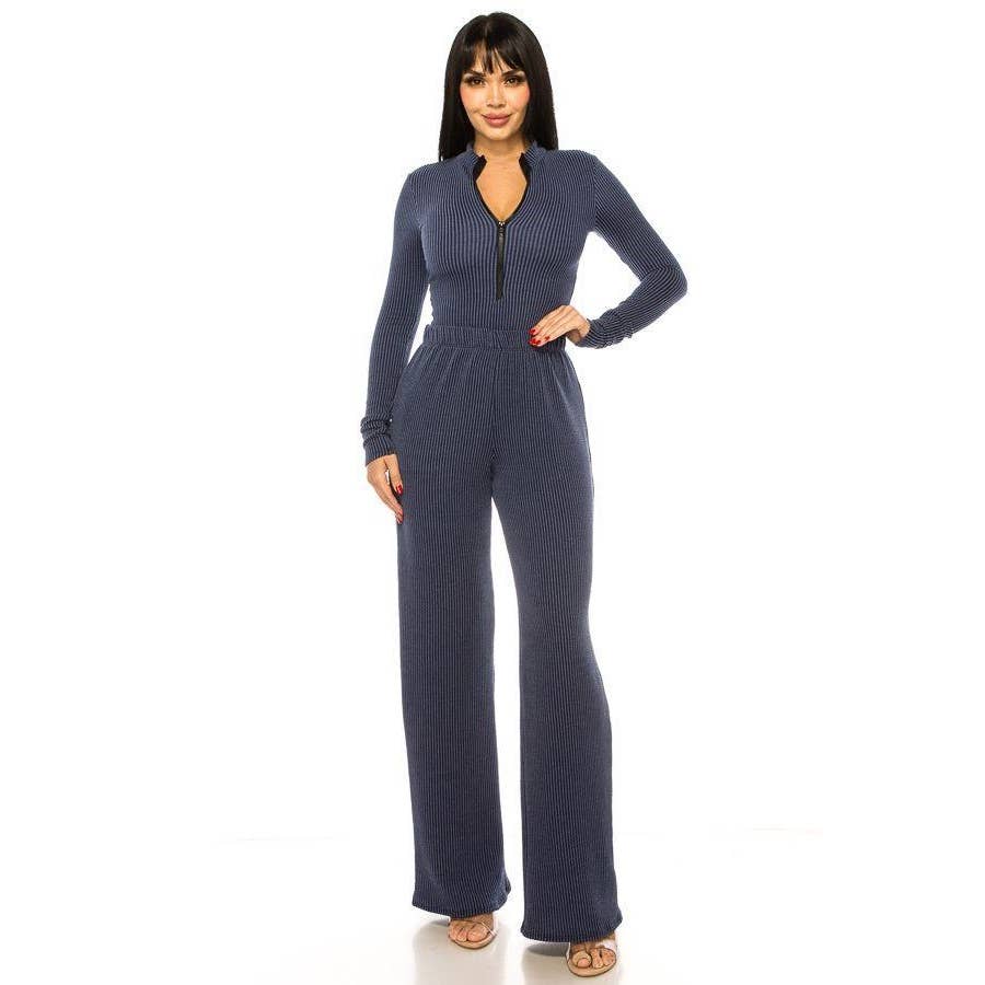 Jumpsuit Set Zippered Wide Leg pants