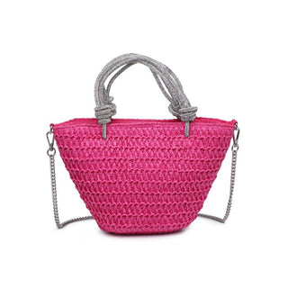 Gaia Straw Mini Tote with Crystal Handles