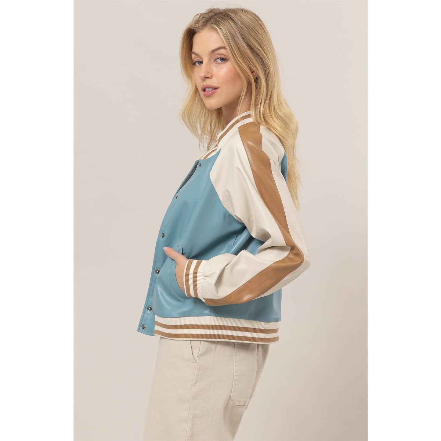 Color Block Baseball Jacket