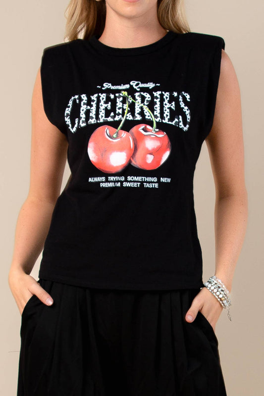 T1154-5793-Mira Animal Cherry Print Tank Top