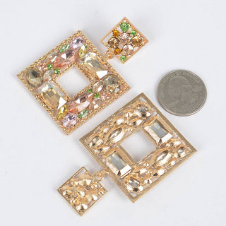 Double Square Bejeweled Earring