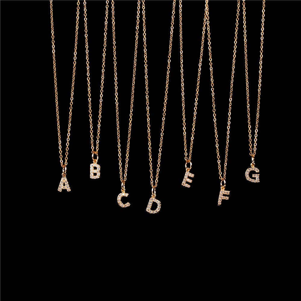 Initial Alphabet Letter Simple Gold Necklace: T