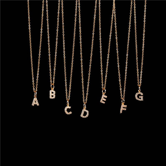 Initial Alphabet Letter Simple Gold Necklace: D
