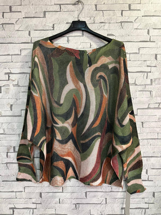Olive Camo Abstract Round Knit