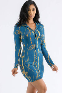H&H Fashion Inc. - HH664X-CHAIN - Button Down Mini Dress