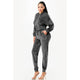 VELOUR HOODIE SET: DARK GREY / S