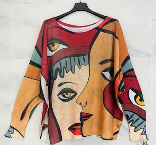 Red Picasso Style Knit
